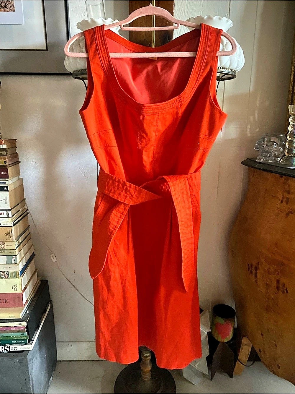 Tory Burch Belted Midi Dress in Red Size 10 Like New